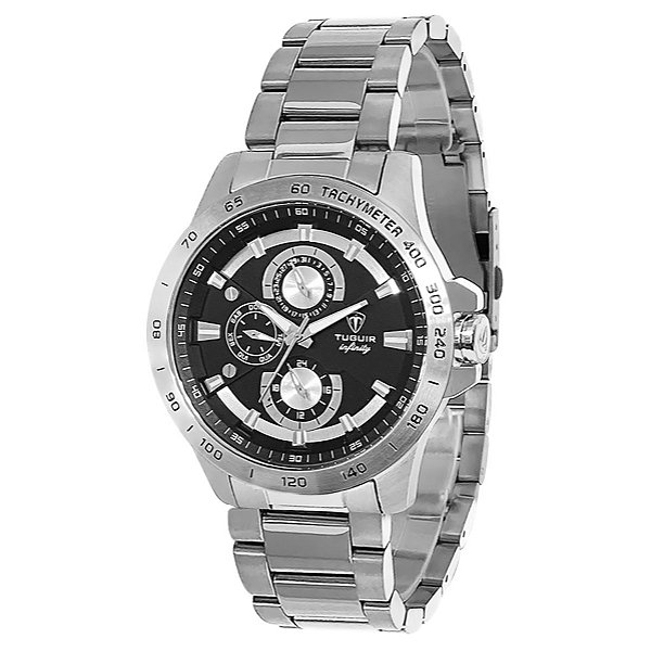 Relógio Masculino de Aço MultiFunção Tuguir Analógico Infinity TGI37027 Prata e Preto