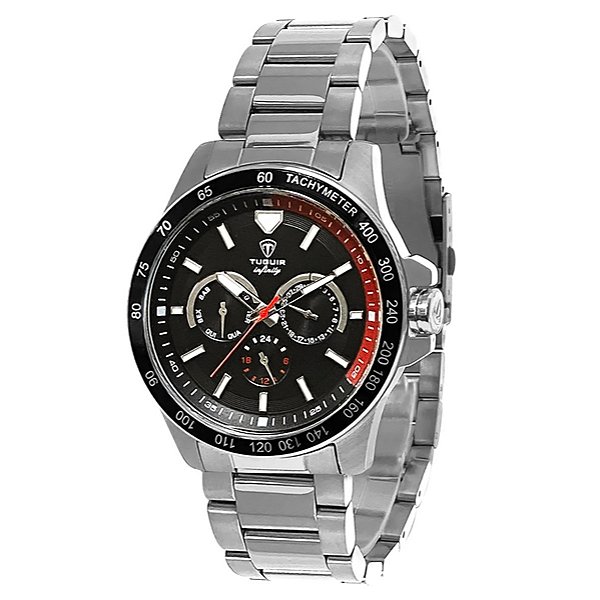 Relógio MultiFunção Masculino Tuguir Analógico Infinity TGI37023 Prata e Preto