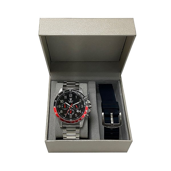 Cronógrafo Masculino Tuguir Analógico Infinity TGI37032 Prata e Preto