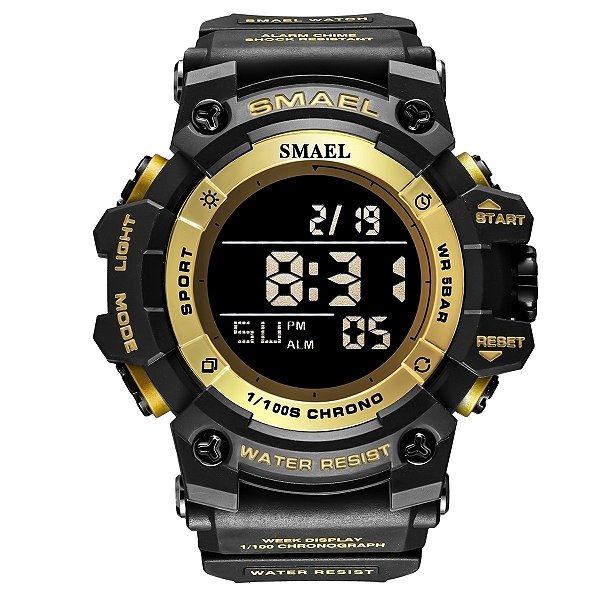 Relógio Masculino Smael Digital 8046 Preto e Dourado