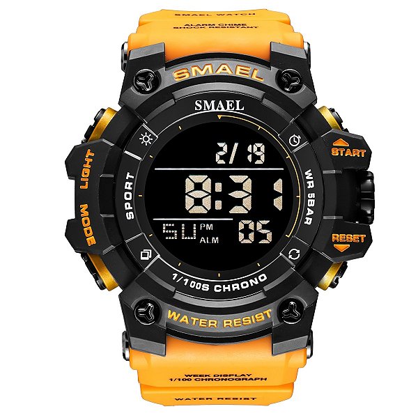 Relógio Masculino Smael Digital 8046 Laranja e Preto