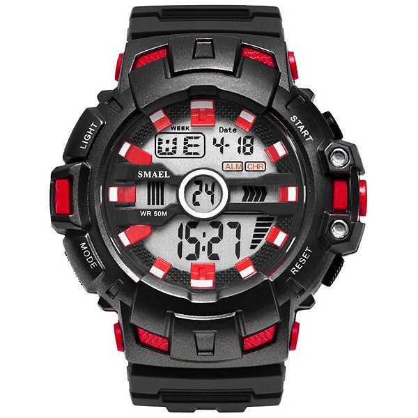 Relógio Masculino Smael Digital 1532 Preto e Vermelho