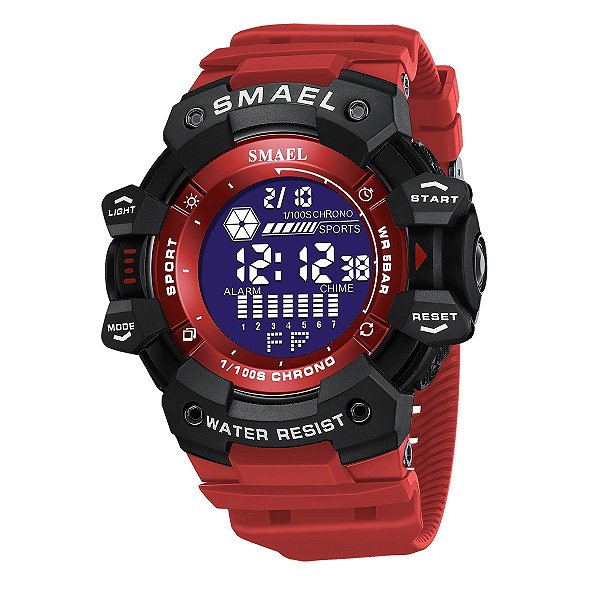 Relógio Masculino Smael Digital 8050 Vermelho e Preto
