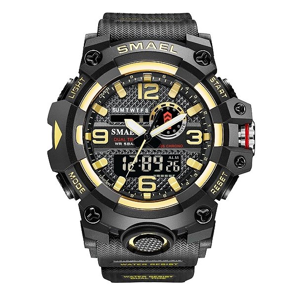 Relógio Masculino Smael AnaDigi 8035 Preto e Dourado