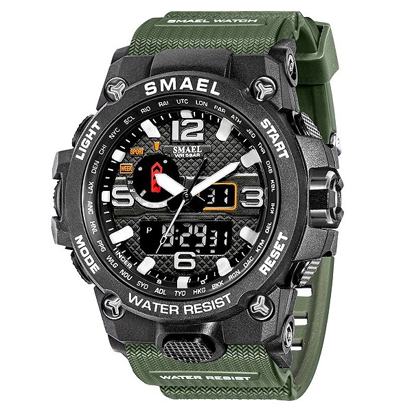 Relógio Masculino Smael AnaDigi 1545D Verde e Preto