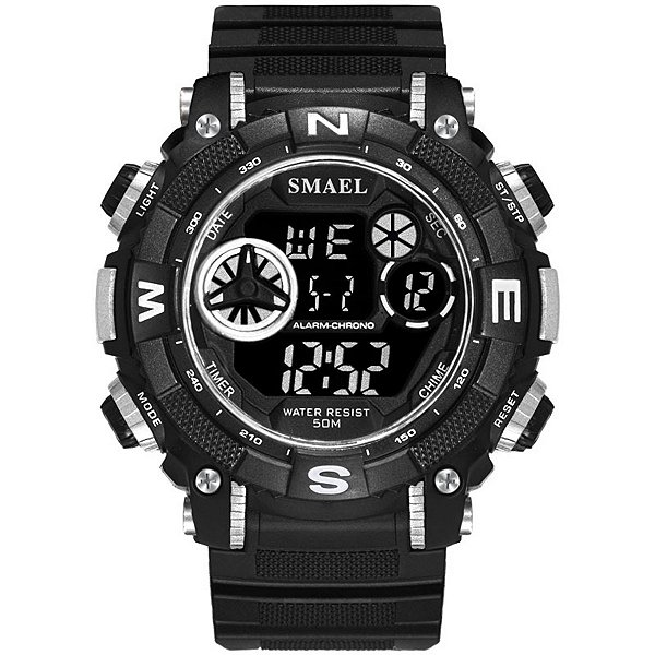Relógio Masculino Smael Digital 1317B Preto e Prata