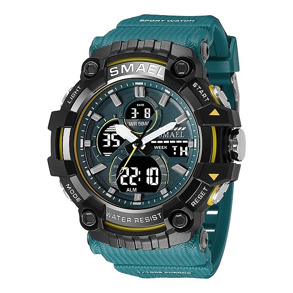 Relógio Masculino Smael AnaDigi 8079 Verde e Preto
