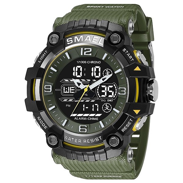 Relógio Masculino Smael AnaDigi 8089 Verde e Preto