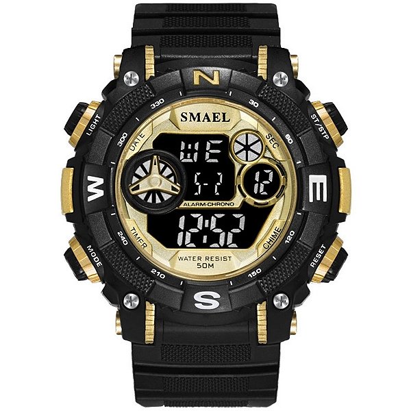 Relógio Masculino Smael Digital 1317B Preto e Dourado