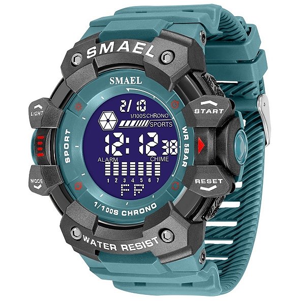 Relógio Masculino Smael Digital 8050 Verde e Preto