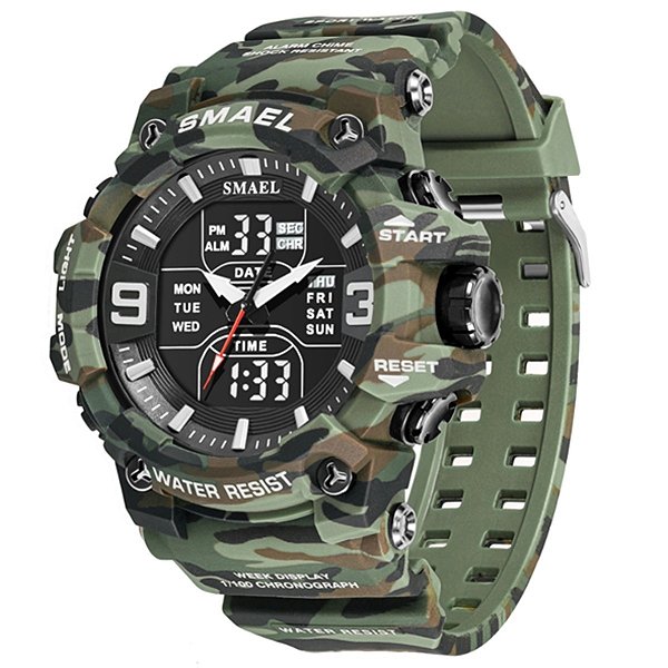 Relógio Masculino Smael AnaDigi 8049 Verde Camuflado