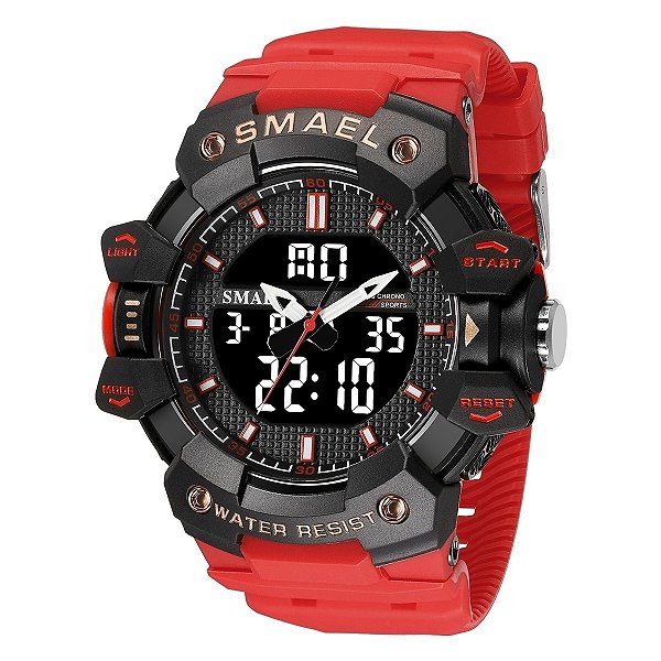 Relógio Masculino Smael AnaDigi 8080 Vermelho e Preto