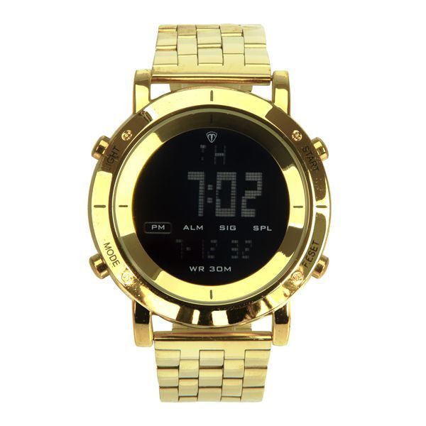 Relógio Masculino Tuguir Metal Digital TG6017 Dourado e Preto
