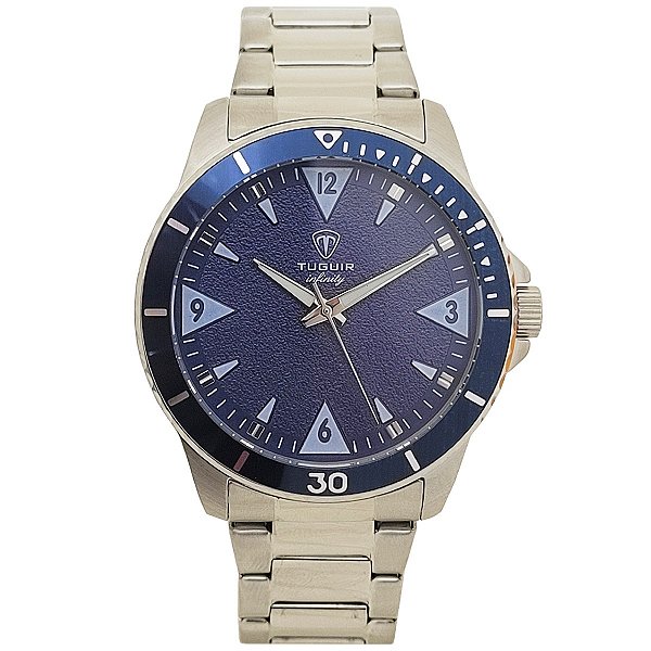 Relógio Masculino de Aço Tuguir Analógico Infinity TGI37072 Prata e Azul