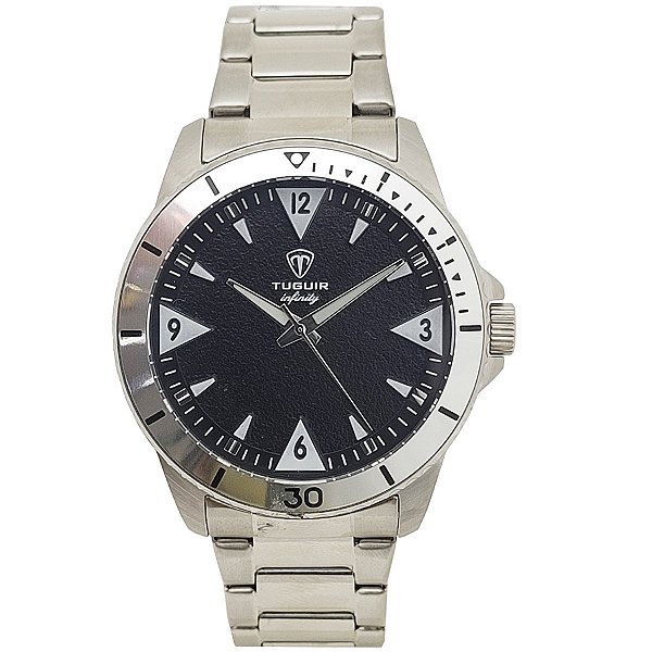 Relógio Masculino de Aço Tuguir Analógico Infinity TGI37073 Prata e Preto