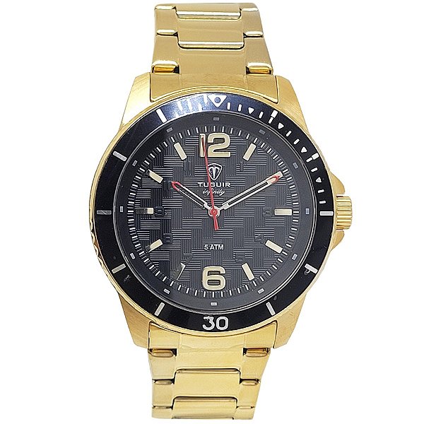 Relógio Masculino de Aço Tuguir Analógico Infinity TGI37074 Dourado e Preto