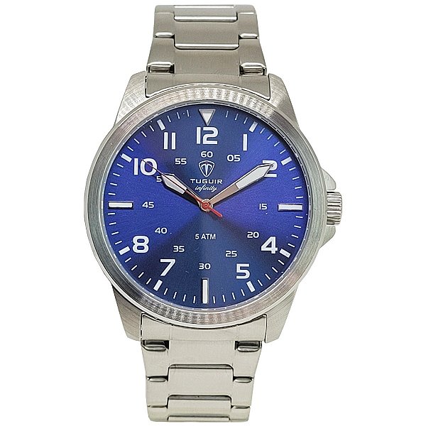 Relógio Masculino de Aço Tuguir Analógico Infinity TGI37096 Prata e Azul