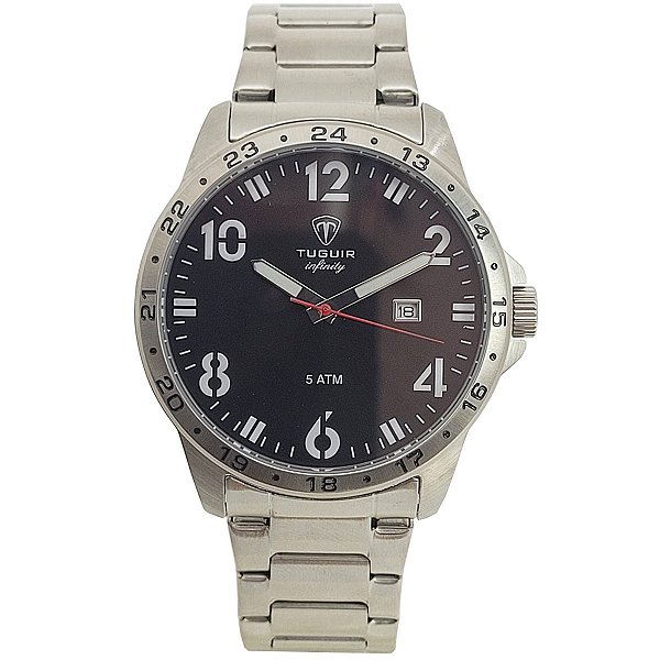 Relógio Masculino de Aço Tuguir Analógico Infinity TGI37099 Prata e Preto