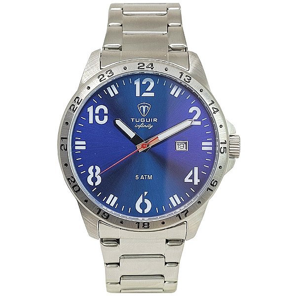 Relógio Masculino de Aço Tuguir Analógico Infinity TGI37101 Prata e Azul