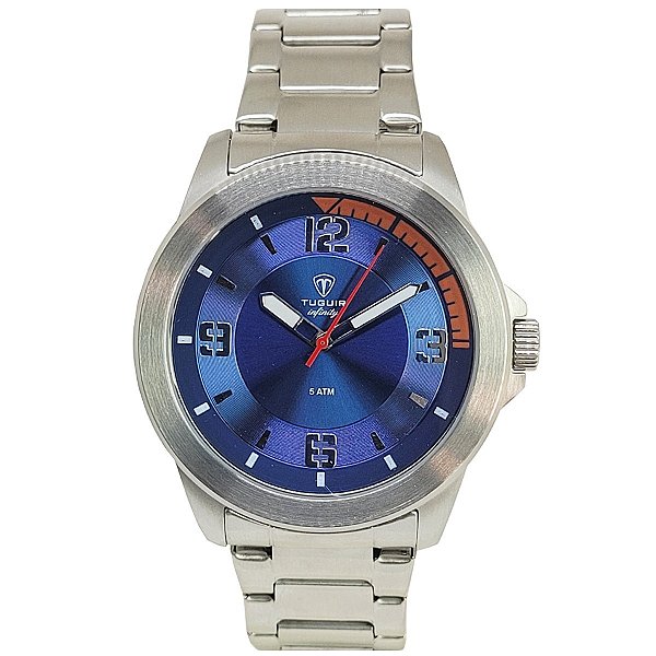 Relógio Masculino de Aço Tuguir Analógico Infinity TGI37092 Prata e Azul