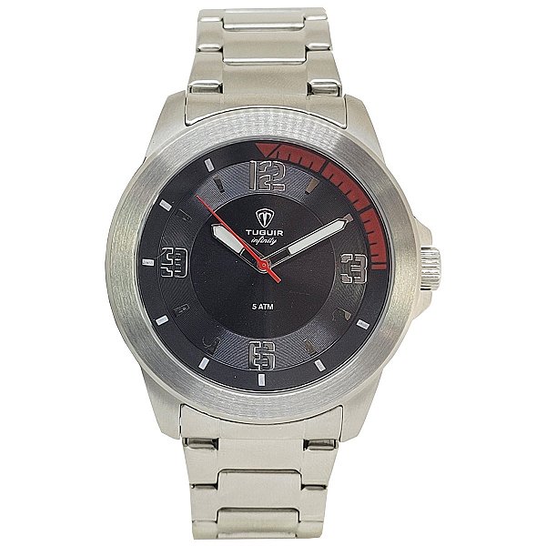 Relógio Masculino de Aço Tuguir Analógico Infinity TGI37093 Prata e Preto