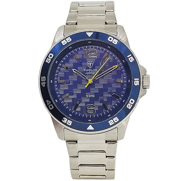 Relógio Masculino de Aço Tuguir Analógico Infinity TGI37076 Prata e Azul