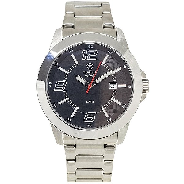 Relógio Masculino de Aço Tuguir Analógico Infinity TGI37078 Prata e Preto