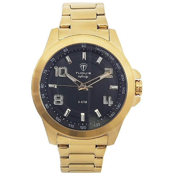 Relógio Masculino de Aço Tuguir Analógico Infinity TGI37107 Dourado e Preto