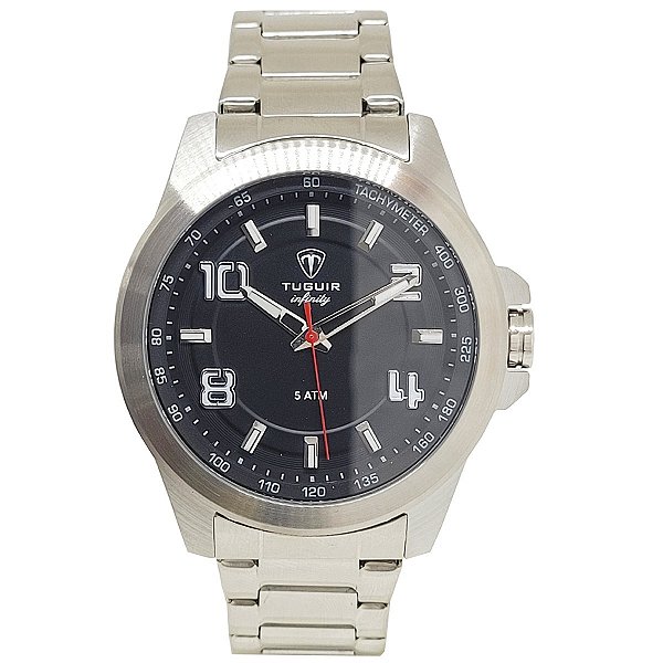 Relógio Masculino de Aço Tuguir Analógico Infinity TGI37109 Prata e Preto