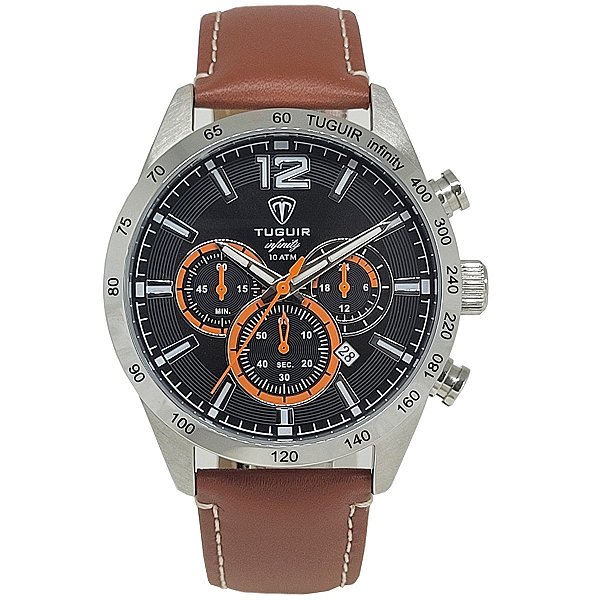 Relógio Masculino de Aço Cronógrafo Tuguir Analógico Infinity TGI37070 Marrom e Preto