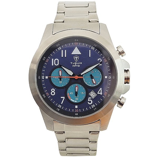 Relógio Cronógrafo Masculino de Aço Tuguir Analógico Infinity TGI37085 Prata e Azul