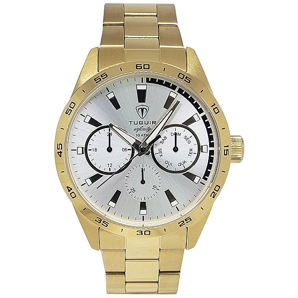 Relógio Masculino de Aço MultiFunção Tuguir Analógico Infinity TGI37064 Dourado