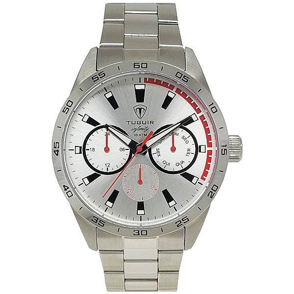 Relógio Masculino de Aço MultiFunção Tuguir Analógico Infinity TGI37063 Prata