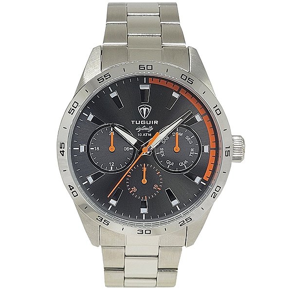 Relógio Masculino de Aço MultiFunção Tuguir Analógico Infinity TGI37062 Prata e Preto