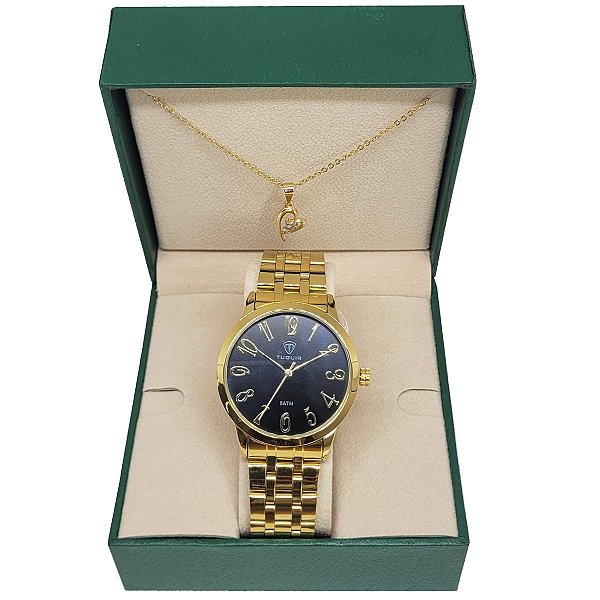 Relógio Feminino Tuguir Analógico TG35100 TG225 Dourado e Preto