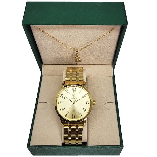 Relógio Feminino Tuguir Analógico TG35101 -TG225 Dourado com Brinde