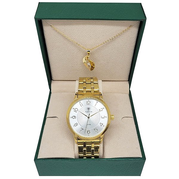 Relógio Feminino Tuguir Analógico TG35104 TG145 Dourado e Branco Pérola