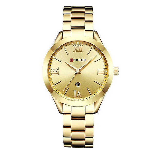 Relógio Feminino Curren Analógico C9007L - Dourado