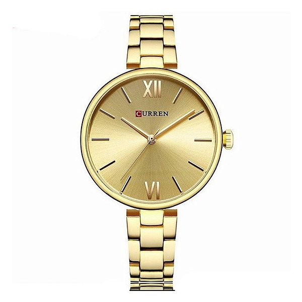 Relógio Feminino Curren Analógico C9017L - Dourado