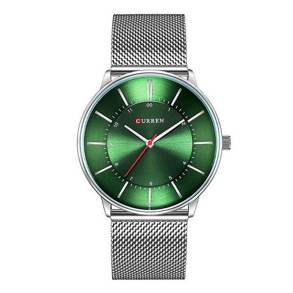 Relógio Unissex Curren Analógico 8303 - Prata e Verde