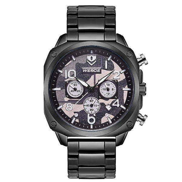 Relógio Masculino Weide Analógico WD009B Preto e Camuflado