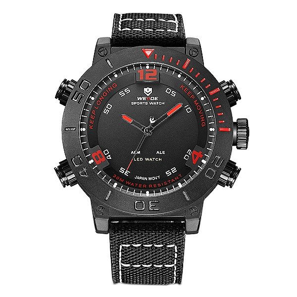 Relógio Masculino Weide AnaDigi WH6103B Preto e Vermelho