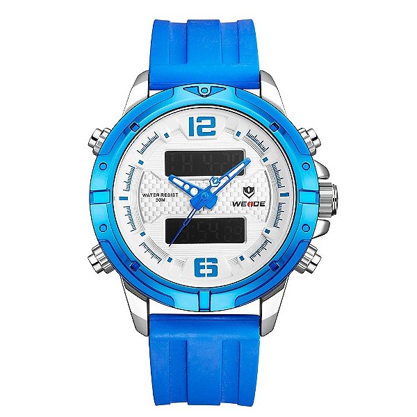 Relógio Masculino Weide AnaDigi WH8602 Azul e Branco