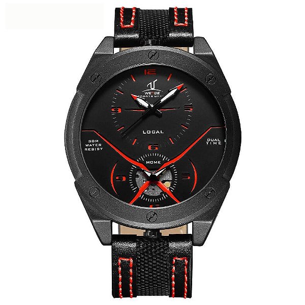 Relógio Masculino Weide Analógico UV-1703 Preto e Vermelho