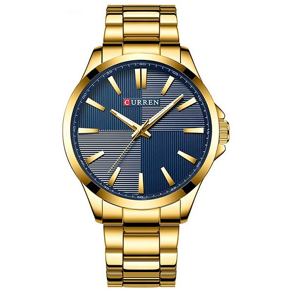 Relógio Masculino Relógio Curren Analógico 8322 Dourado e Azul