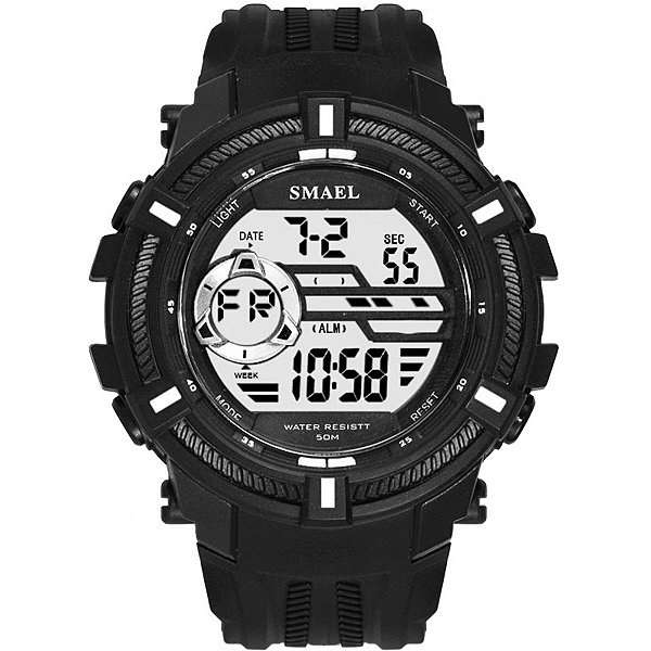 Relógio Masculino Smael Digital 1616 Preto e Branco