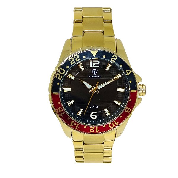 Relógio Masculino Tuguir Analógico 2399 Dourado e Vermelho