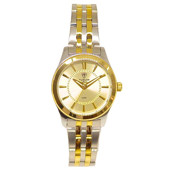 Relógio Feminino de Aço Tuguir Analógico Infinity 2462H Dourado e Prata