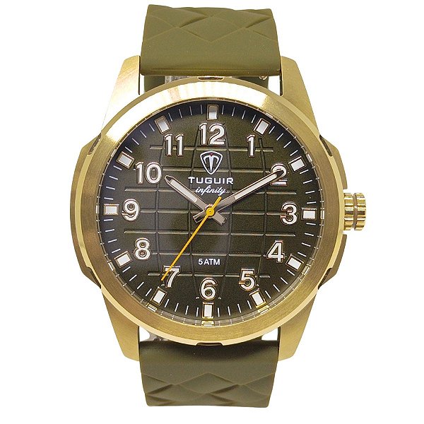 Relógio Masculino de Aço Tuguir Analógico Infinity 23-2236 Dourado e Verde