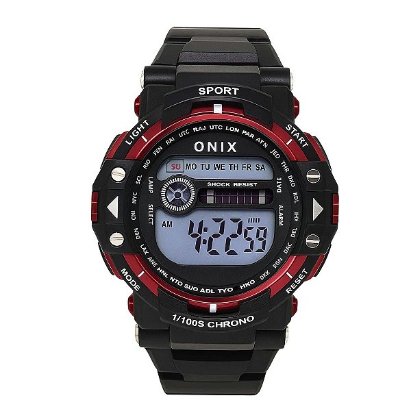 Relógio Masculino Onix Digital IT-840（2801） Preto e Vermelho